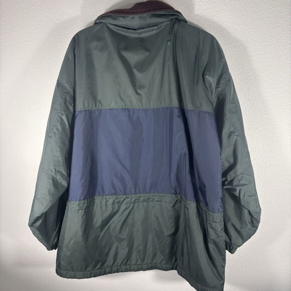 Vintage Mens 1/4 Zip Blue Green Pull Over Fleece Lined Wind Breaker Jacket Large - Picture 9 of 9